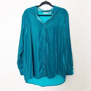 Soft Surroundings XL Blouse Button Front Top Shirt Velvet